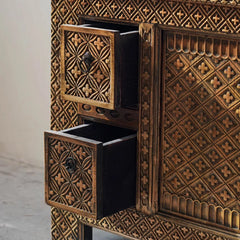 Brush & Timber Indian Handpainted Solid Wood TV Unit Stand B34