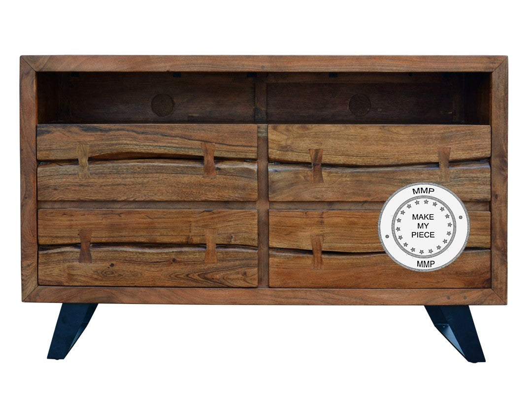 Solid Industrial Wood Chest of Drawers Natural