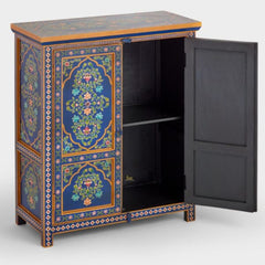 Hand Painted Solid Wood Cabinet In Multicolour