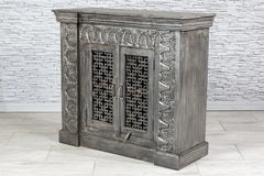 Jali Hand Carved Solid wood Cabinet Black 01