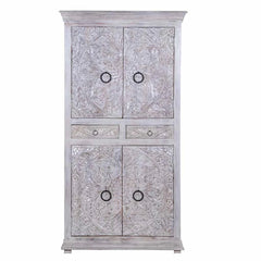 Indian Hand Carved Solid Wood Wardrobe C14