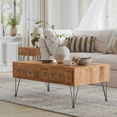 Angle Industrial Vintage Wood and Iron Coffee Table B15
