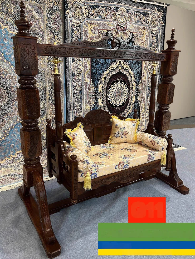 Maharaja Indian Hand Carved Painted 2 seater Swing