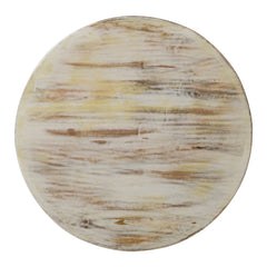 Pine Grove Handcrafted Mango Wood Carved Round Coffee Table Rustic White