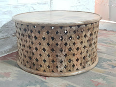 Bristol Indian Solid Wood Hand Carved Round Coffee Table Natural 80x80x40 cm