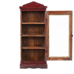 Antique Indian Hand Carved Glass Door Solid Wood Cabinet D19
