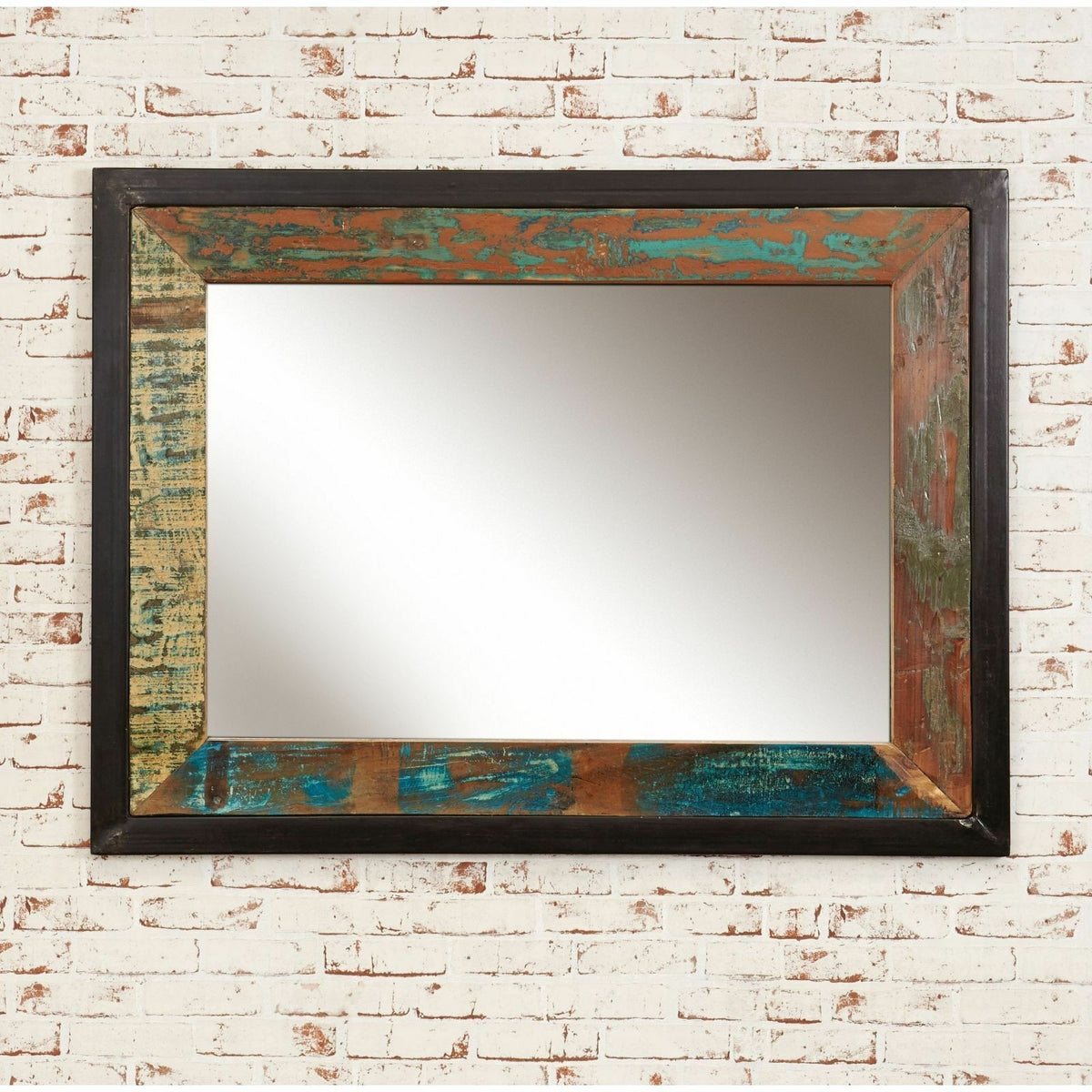 Aspen Reclaimed Wood Industrial Bathroom Wall Mirror 120cm