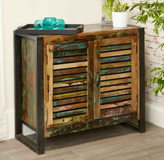 Aspen Reclaimed Wood Industrial Shoe Hall Cabinet 90cm