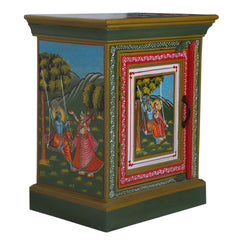 Mughal Hand Painted Multicolored Wooden Side Table 66