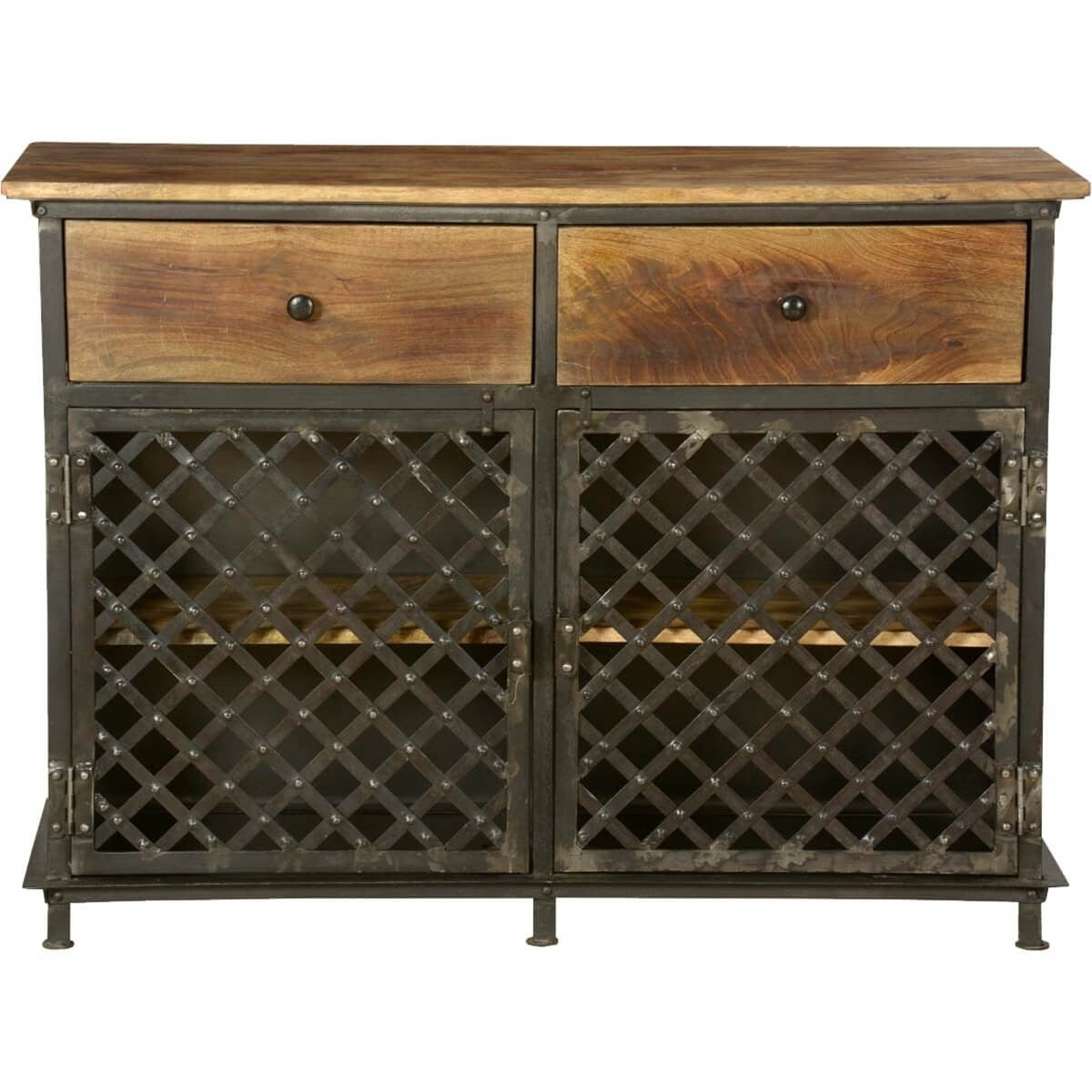 Angle Industrial Iron With Mango Wood 2 Drawers Sideboard 115x40x86cm