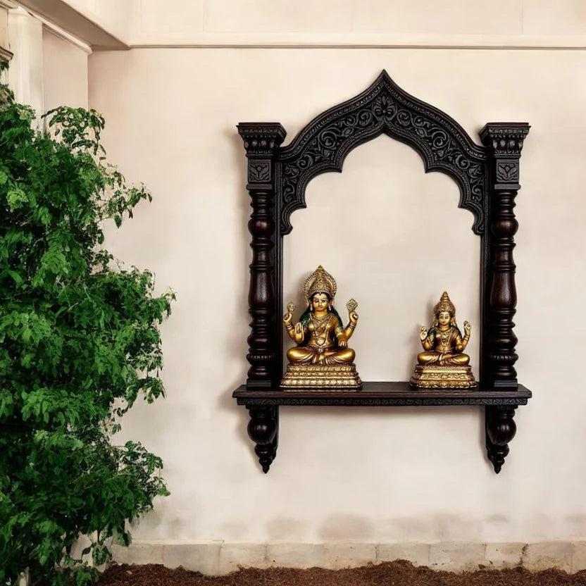 Rajasthani Temple Display Carved Archway Wall Shelf 09