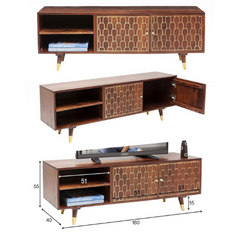 The Attic Antony TV Unit Cabinet Honey