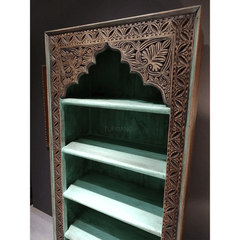 Mehrab Indian Hand Carved Solid Wood Bookshelf B2