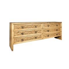 Indian Hand Carved Solid Wood 6 Drawers TV Unit 18