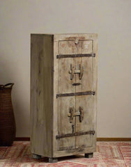 Indian Hand Carved Vintage Reclaimed Wood Cabinet D59