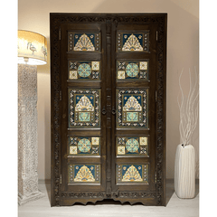 Avani Indian Hand Painted Solid Wooden Cupboard Wardrobe D20
