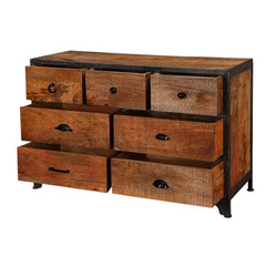 Barn industrial Indian Solid Wood 7 Drawer Standard Horizontal Dresser