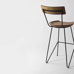 The Gileteen Metal and Wooden Seat Stool for Kitchen Bar Cafe Chair