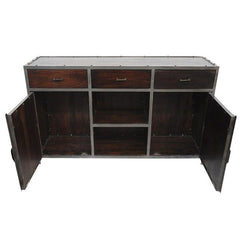 Angle Industrial French Style Metal Sideboard Buffet Chocolate 150x40x90cm