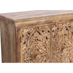 Indian Handmade Solid Wood 3 Door Carved Sideboard