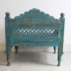 Mughal Garden Hand Carved Indian Single Chair Low Seat