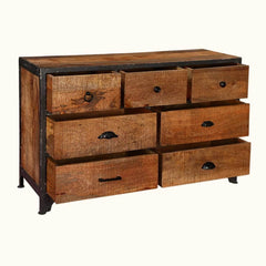 Barn industrial Indian Solid Wood 7 Drawer Standard Horizontal Dresser