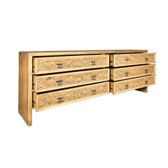 Indian Hand Carved Solid Wood 6 Drawers TV Unit 18
