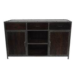 Angle Industrial French Style Metal Sideboard Buffet Chocolate 150x40x90cm