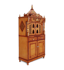 Large Sized Handmade Solid Wood Home Temple In Brown