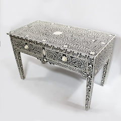 MAAYA Bone Inlay Wooden 2 Drawers Hall Side Table Floral