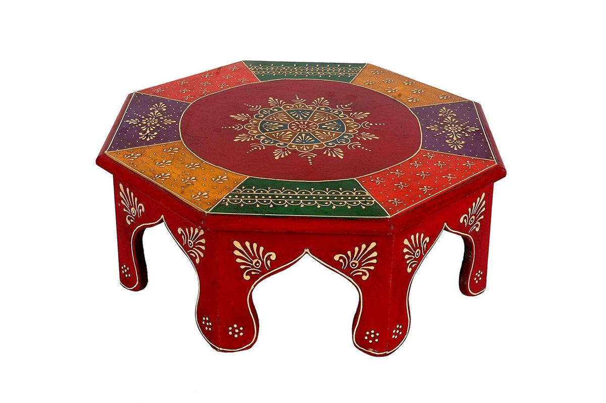 Brush & Timber Indian Handpainted Wooden Bajot Coffee Table