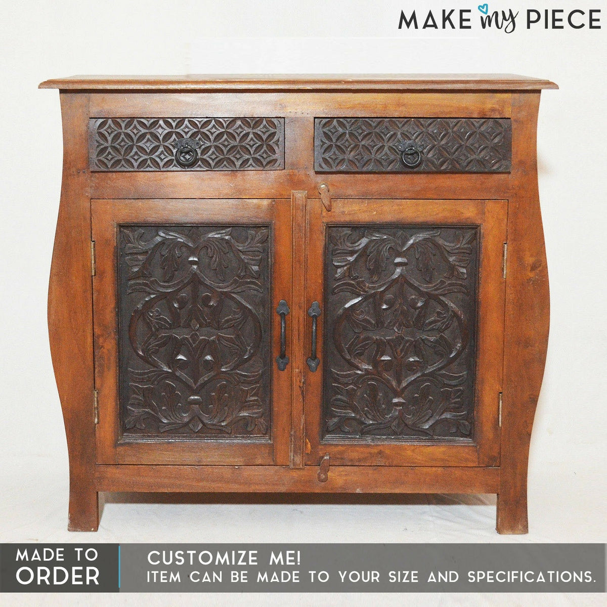 French Colonial Hand Carved Solidwood sideboard Brown