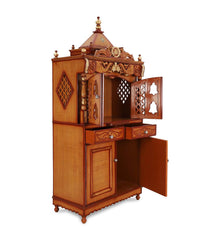 Large Sized Handmade Solid Wood Home Temple In Brown