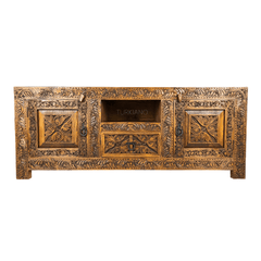 Indian Hand Carved Solid Wood TV Unit 19
