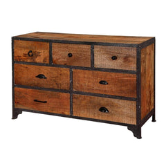 Barn industrial Indian Solid Wood 7 Drawer Standard Horizontal Dresser