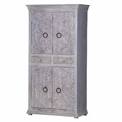 Indian Hand Carved Solid Wood Wardrobe C14
