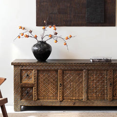 Brush & Timber Indian Handpainted Solid Wood TV Unit Stand B34
