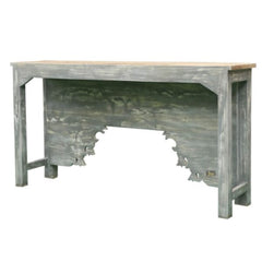 Mehrab Wooden Carved Entryway Console Table Grey