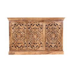Indian Handmade Solid Wood 3 Door Carved Sideboard