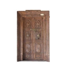 Indian Vintage Antique Hand Carved Solid Wood Door 78