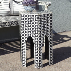 Maaya Bone Inlay Small Arabian Side Table Stool Stand