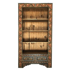 Mughal Hand Painted Solid Wood Bookshelf B22