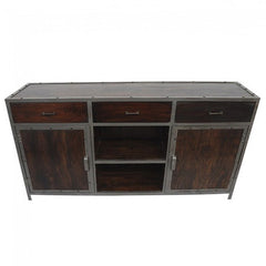 Angle Industrial French Style Metal Sideboard Buffet Chocolate 150x40x90cm