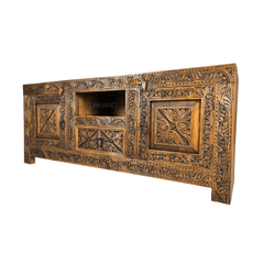 Indian Hand Carved Solid Wood TV Unit 19