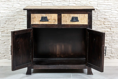 Antique Indian Reclaimed Hand Corso Solid Wooden Sideboard Natural 87x40x83cm A093