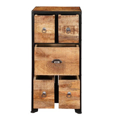 Barn Industrial Rustic Mango Wood 5 Drawer Accent Chest