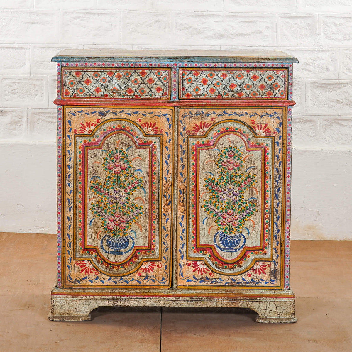 Pandora Hand Painted Solid Wood Cabinet Multicolour