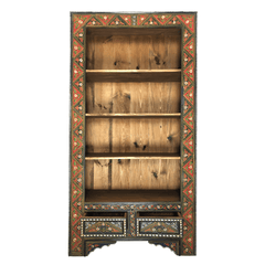 Mughal Hand Painted Solid Wood Bookshelf B22