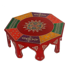 Brush & Timber Indian Handpainted Wooden Bajot Coffee Table