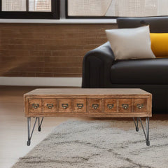 Angle Industrial Vintage Wood and Iron Coffee Table B15